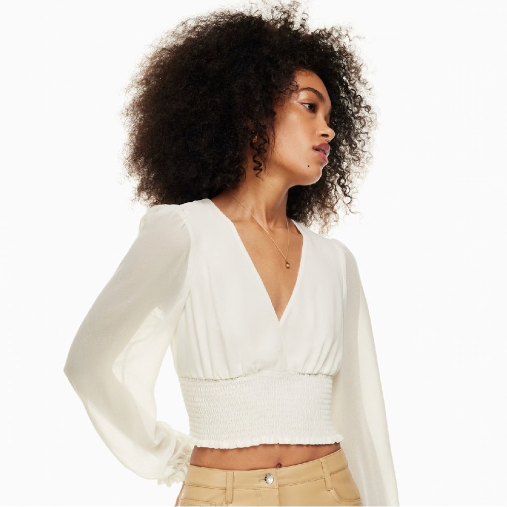 2 shirts for 1! Wilfred White AND Pink Floral Sheer Blouses